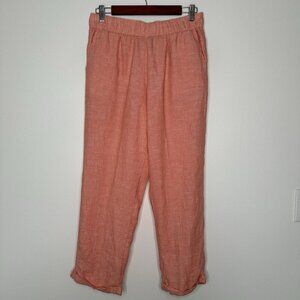 Rachel Roy Pull on‎ Linen Pants Size M Orange Coral Pockets Cropped